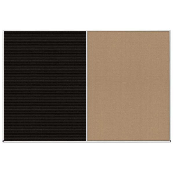 Enclosed Corkboard, 1 Door, 24"x36", 4" Fra, UV3408-SATIN-RUBBER